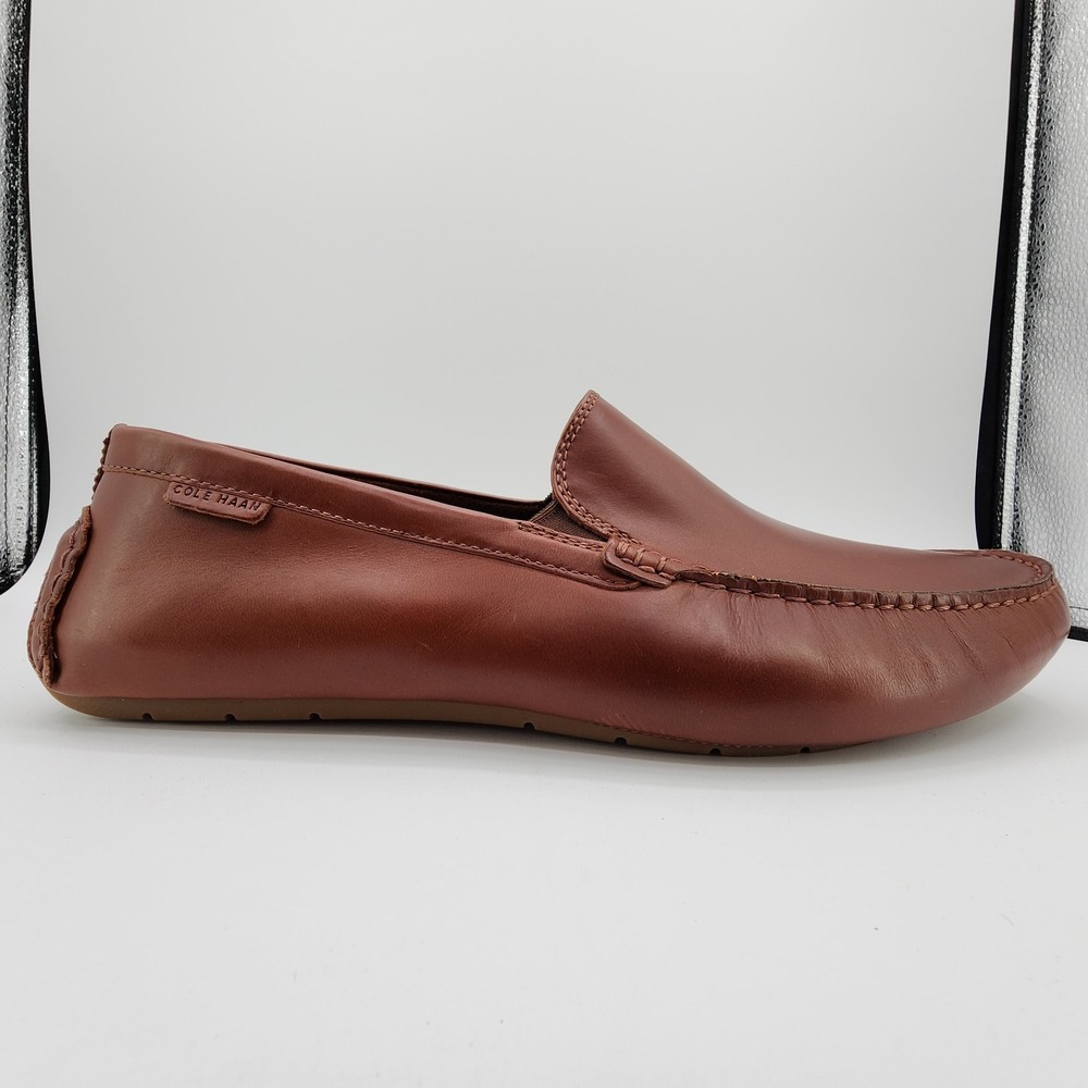 Cole Haan Grand Venetian Driving Shoes Mens 12M Woodbury Gum Leather Loafers NEW - Picture 2 of 11